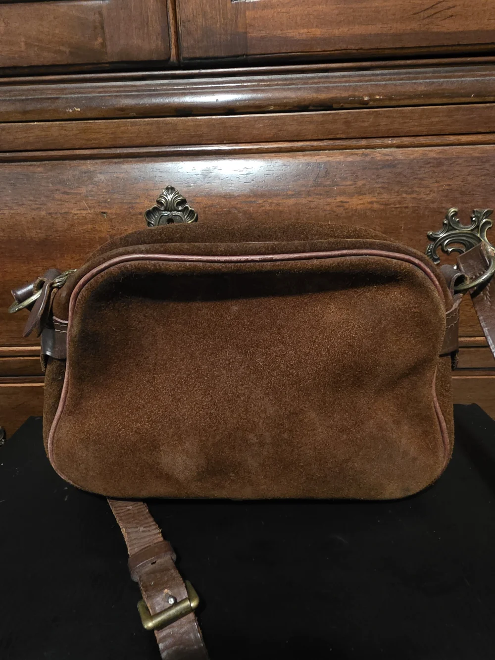 Suede Brown Men's Messenger Crossbody Bag with Adjustable Strap